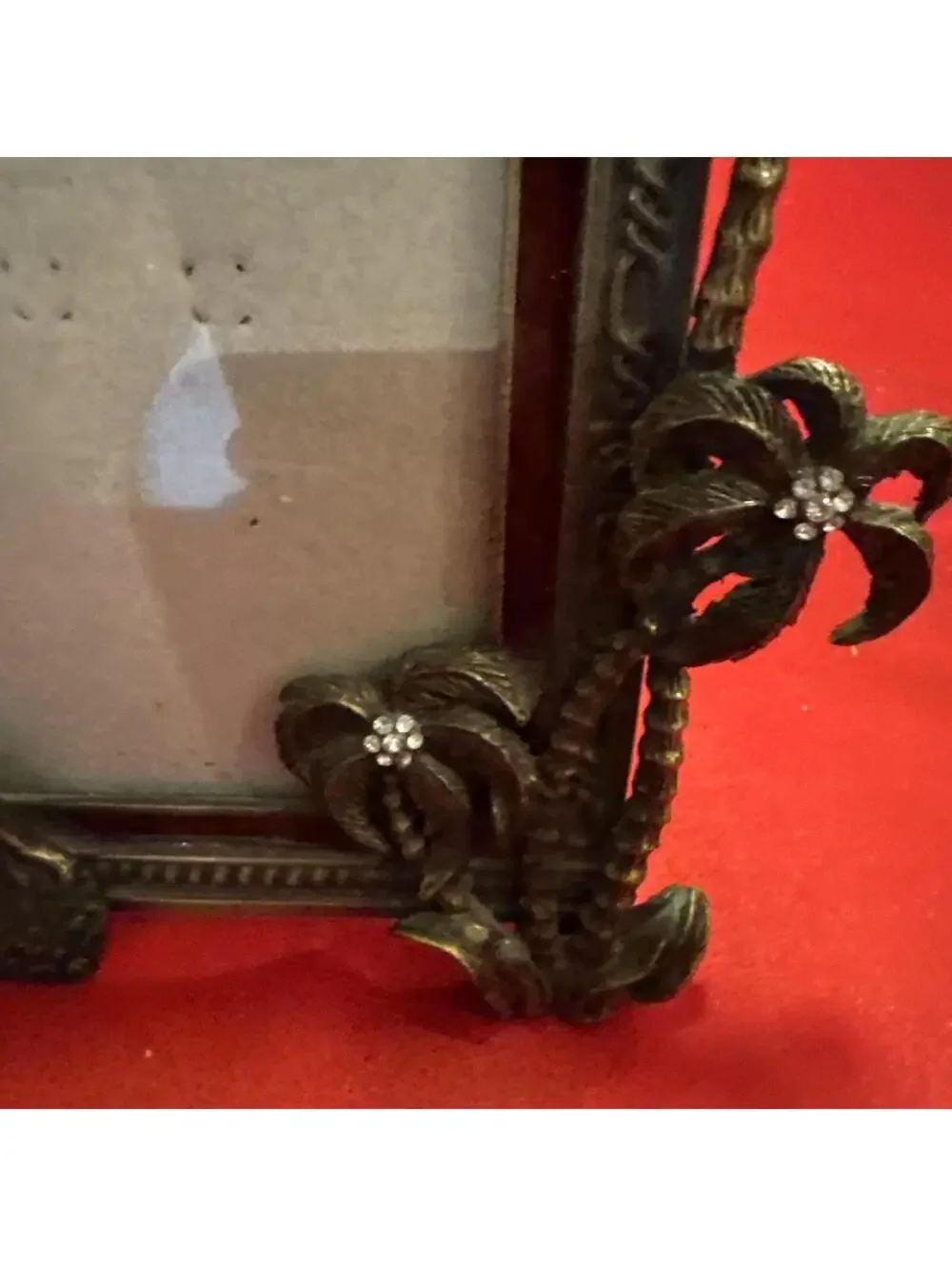 Giraffe With Baby Eating & Palm Tree Metal Gold Bronze Gem Picture Photo Frame